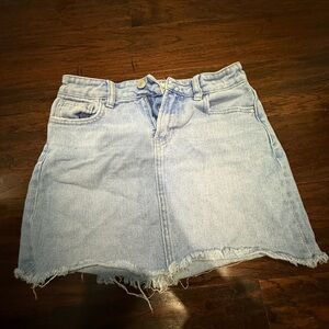 PacSun Denim Frayed Mini Skirt